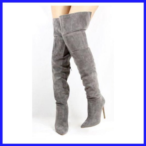 Shoes - NWT Suede Thigh High Boot (Gray)